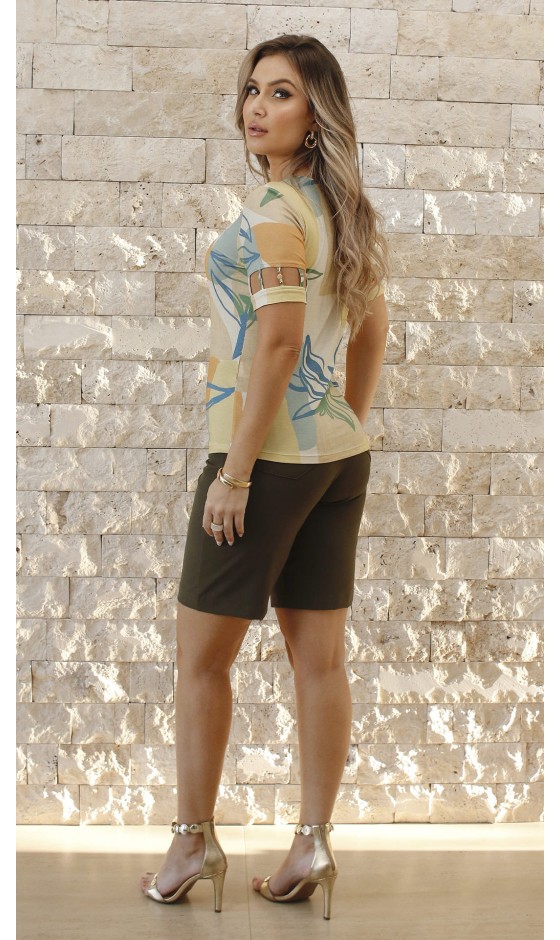 Blusa Manga Curta Ramany Estampada