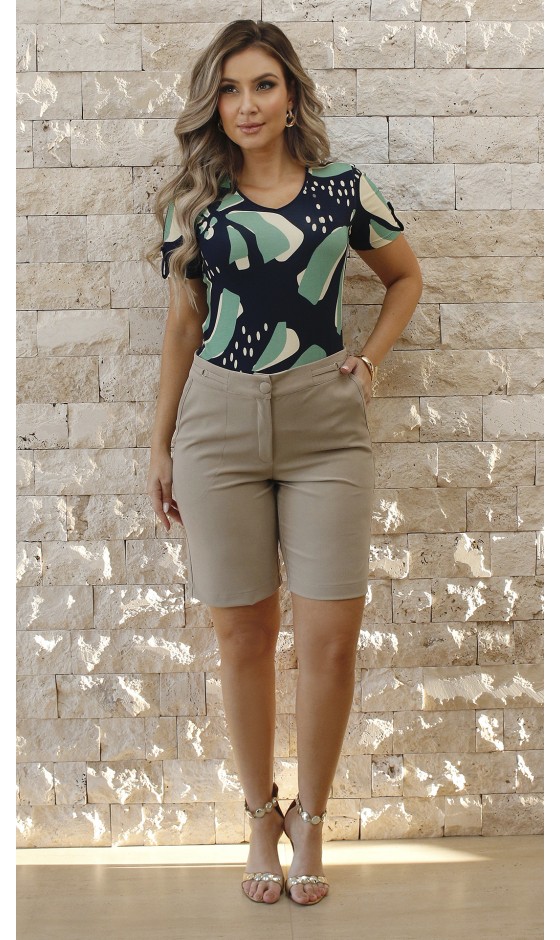 Blusa Manga Curta Ramany Estampa Abstrata