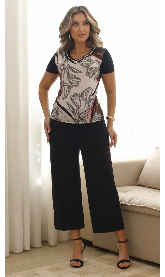 Blusa Manga Curta Ramany Sublimada