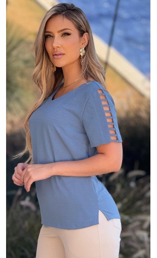 Blusa Manga Curta Ramany de Alfaiataria