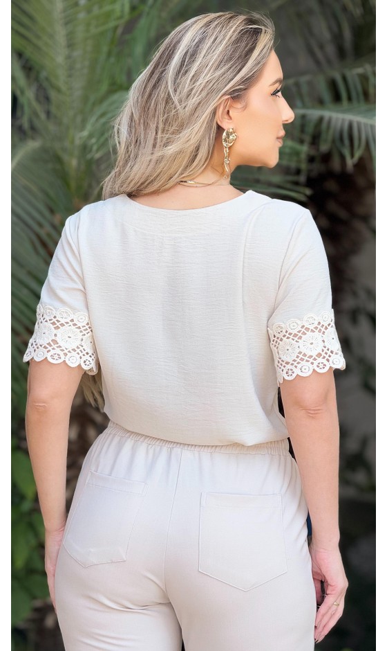 Blusa Manga Curta Ramany de Tecido Plano