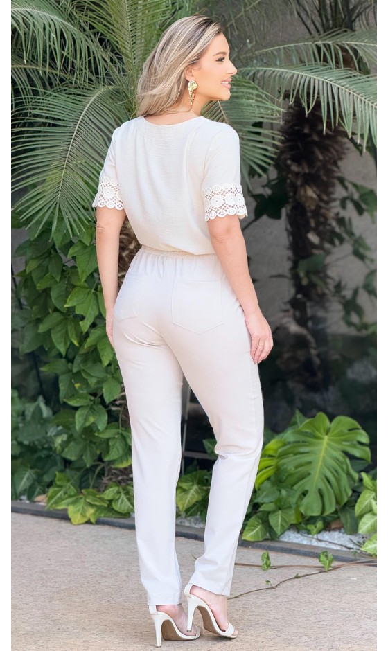 Blusa Manga Curta Ramany de Tecido Plano