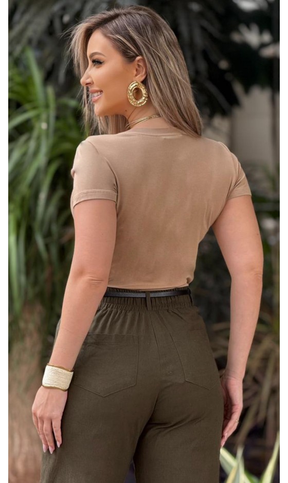 Blusa Manga Curta Estampa em Silk