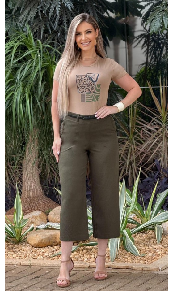 Blusa Manga Curta Estampa em Silk