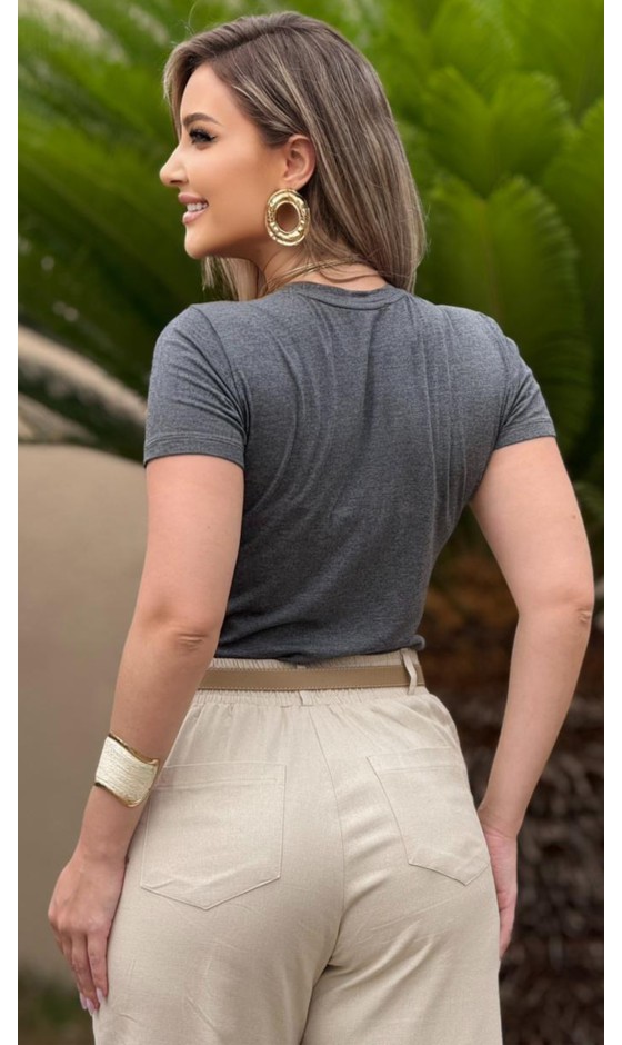 Blusa Manga Curta Estampa em Silk