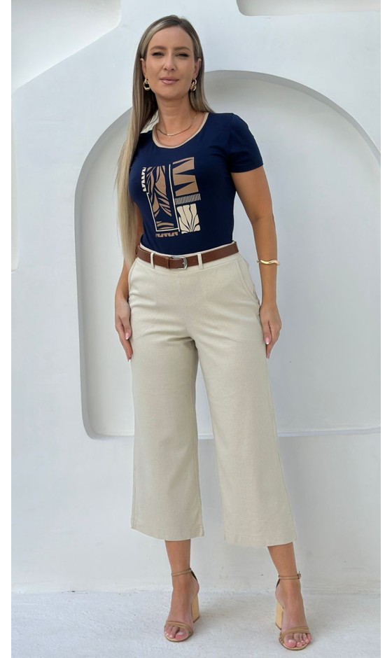 Blusa Manga Curta Estampa em Silk