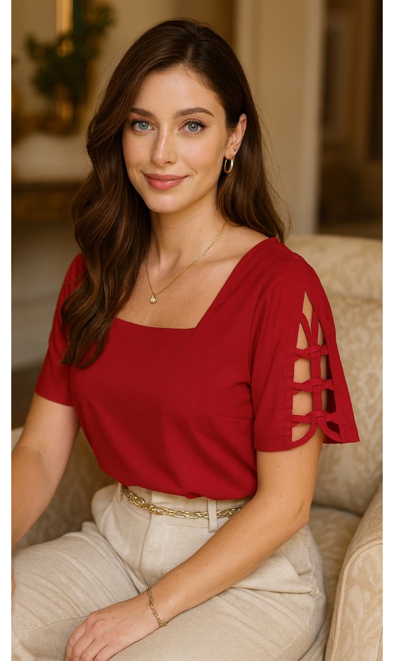 Blusa Manga Curta Ramany de Alfaiataria