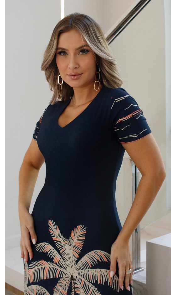 Vestido Longo Ramany Estampa Tropical