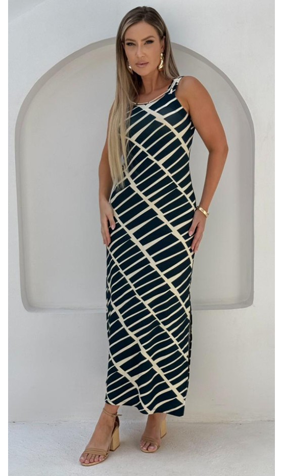 Vestido Longo Ramany Estampa Geométrica