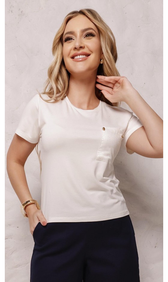 Blusa Ramany Manga Curta com Bolso
