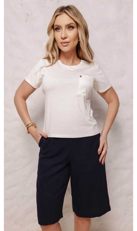 Blusa Ramany Manga Curta com Bolso