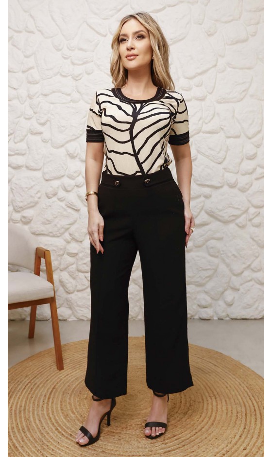 Blusa Manga Curta Estampa Abstrata