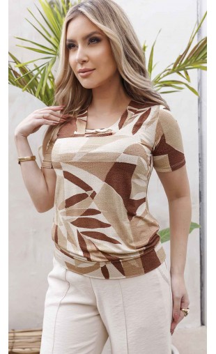 Blusa Manga Curta Ramany Estampa Exclusiva