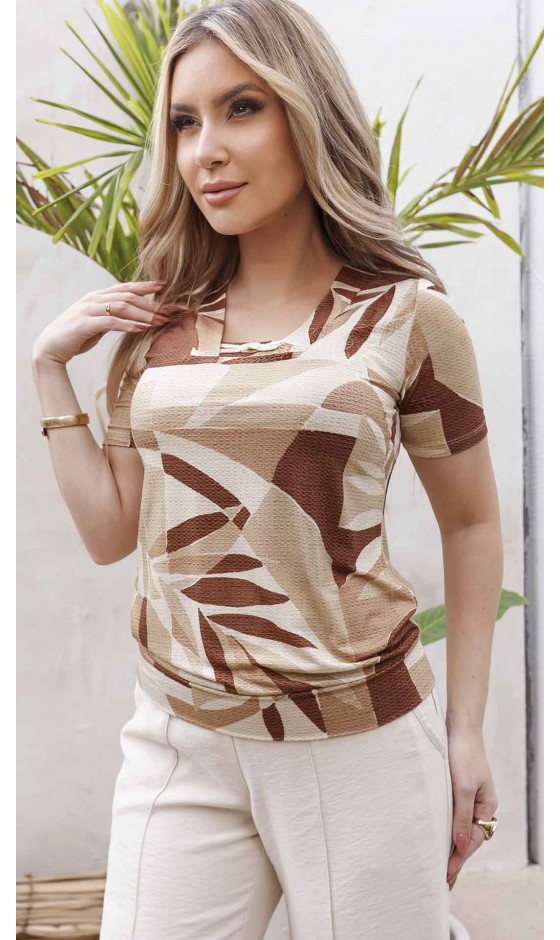 Blusa Manga Curta Ramany Estampa Exclusiva