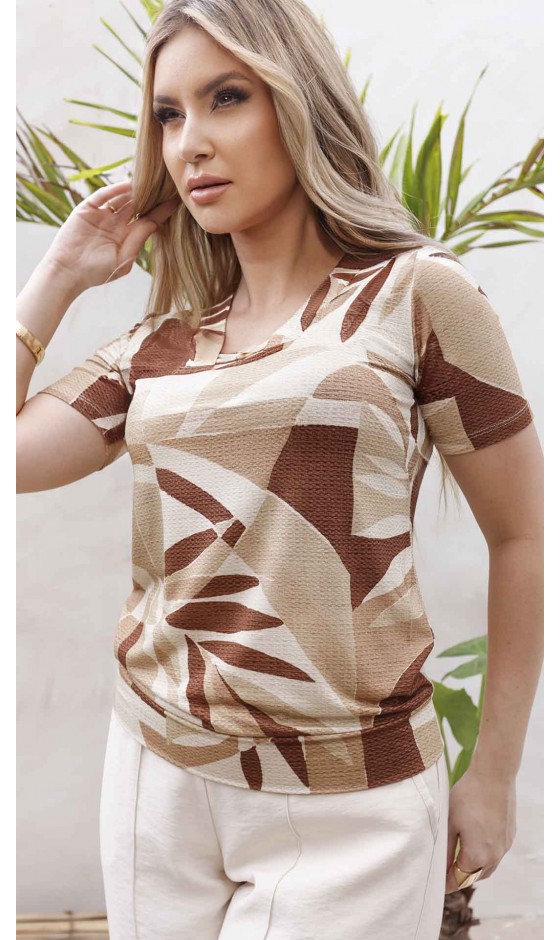 Blusa Manga Curta Ramany Estampa Exclusiva