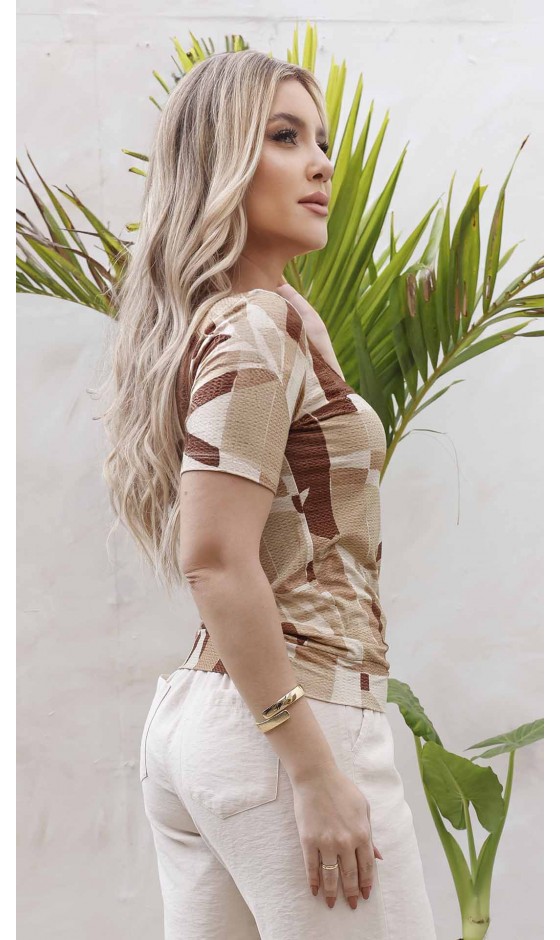 Blusa Manga Curta Ramany Estampa Exclusiva