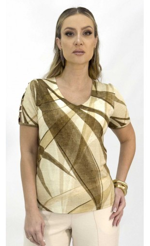 Blusa Manga Curta Estampa Exclusiva Ramany