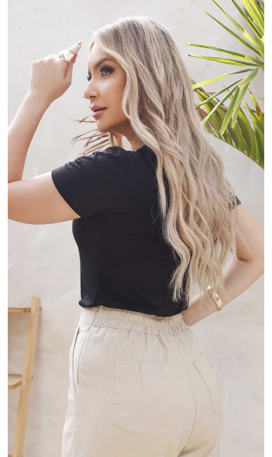 Blusa Manga Curta Estampada em Silk