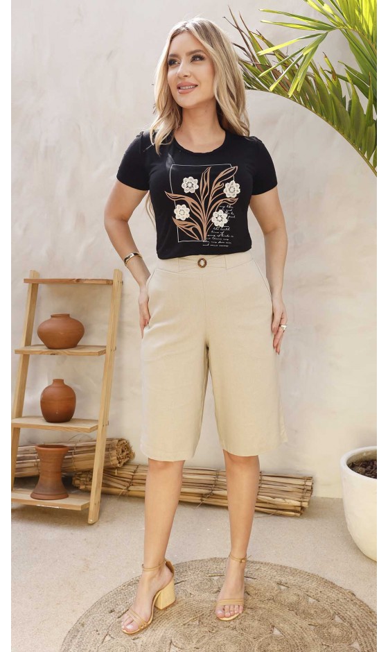 Blusa Manga Curta Estampada em Silk