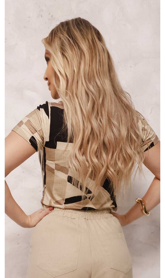 Blusa Manga Curta Ramany com Estampa Exclusiva