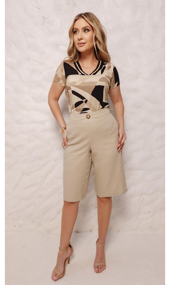 Blusa Manga Curta Ramany com Estampa Exclusiva