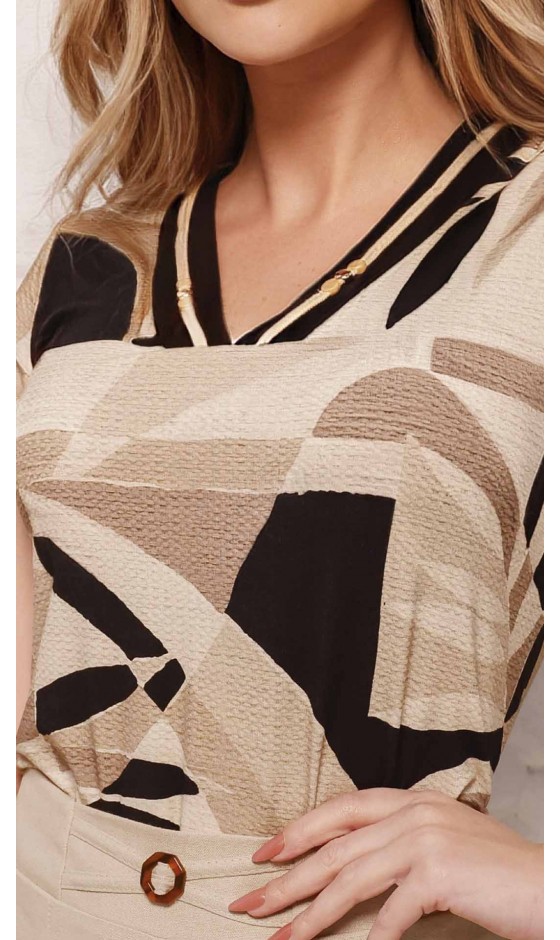 Blusa Manga Curta Ramany com Estampa Exclusiva