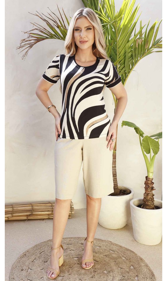 Blusa Manga Curta Estampa Animal Print