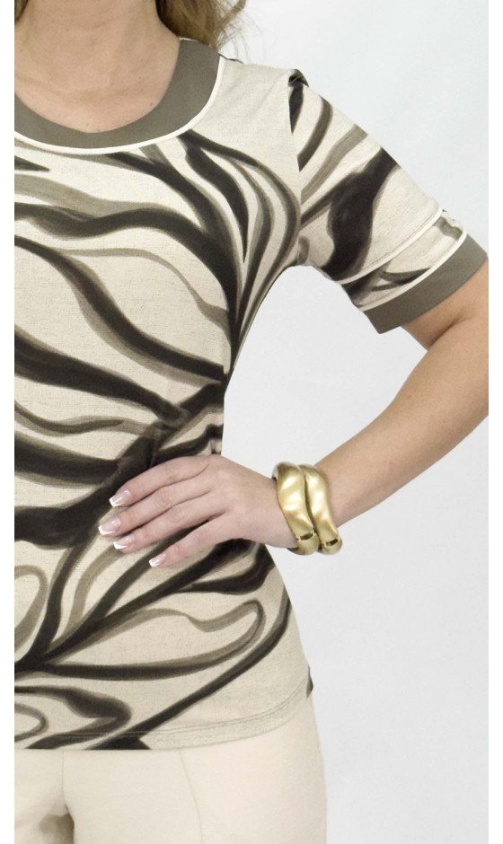 Blusa Manga Curta Ramany com Estampa Abstrata