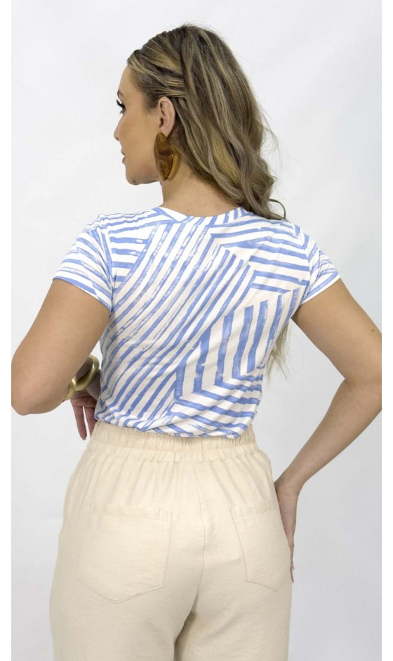 Blusa Ramany Manga Curta Listrada