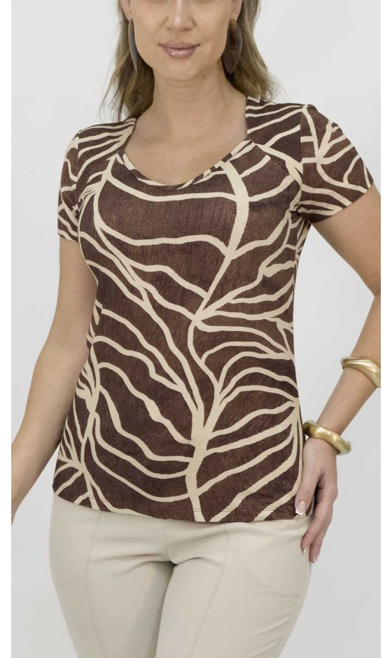 Blusa Manga Curta Ramany com Estampa Exclusiva