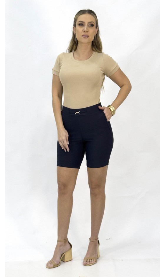 Blusa Manga Curta Ramany em Malha Ribana Canelada