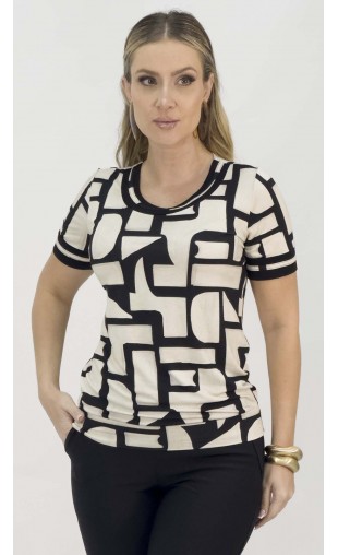 Blusa Ramany Manga Curta Estampada