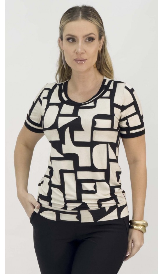 Blusa Ramany Manga Curta Estampada