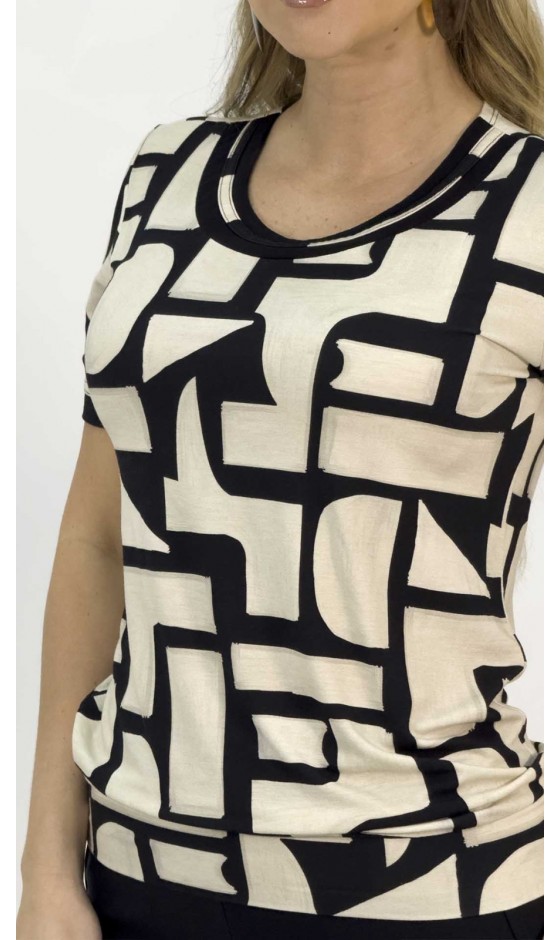 Blusa Ramany Manga Curta Estampada