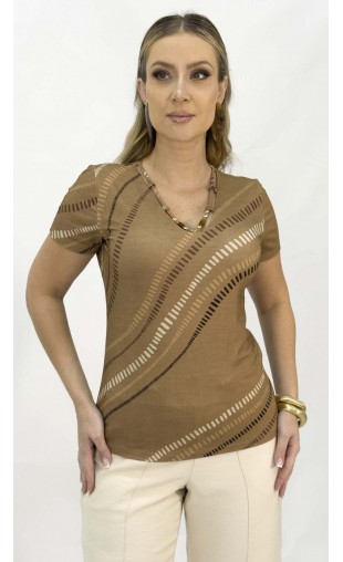 Blusa Ramany Manga Curta Estampada
