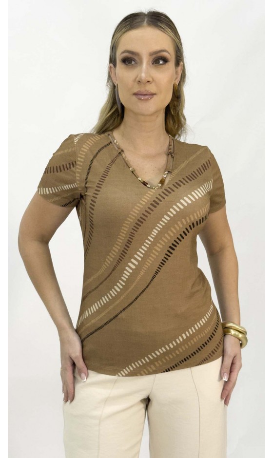 Blusa Ramany Manga Curta Estampada