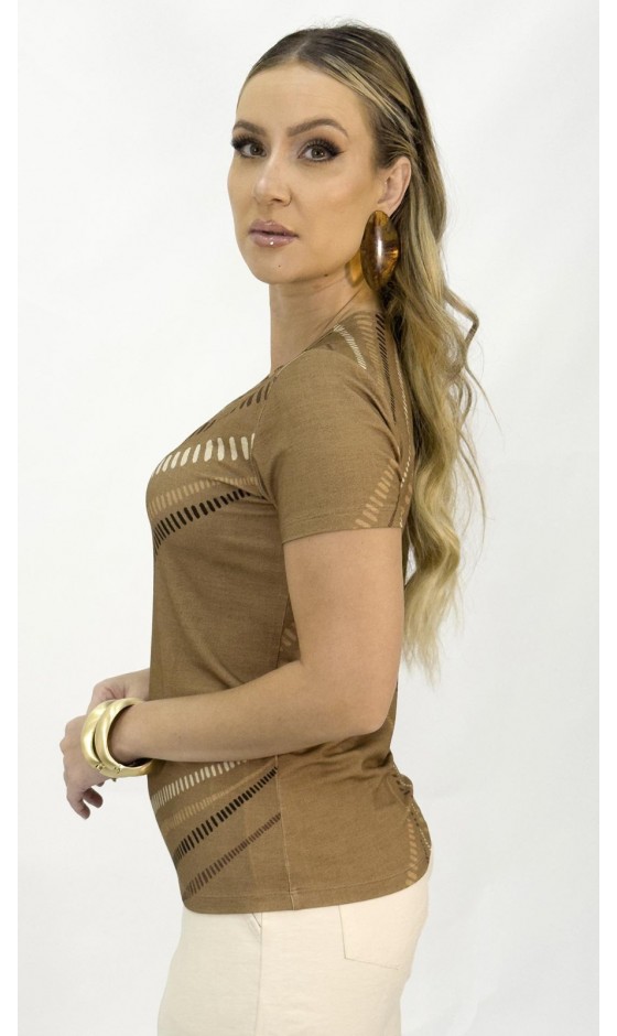 Blusa Ramany Manga Curta Estampada