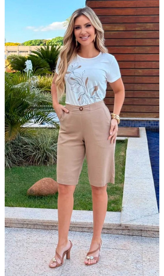 Blusa Manga Curta com Estampa Localizada