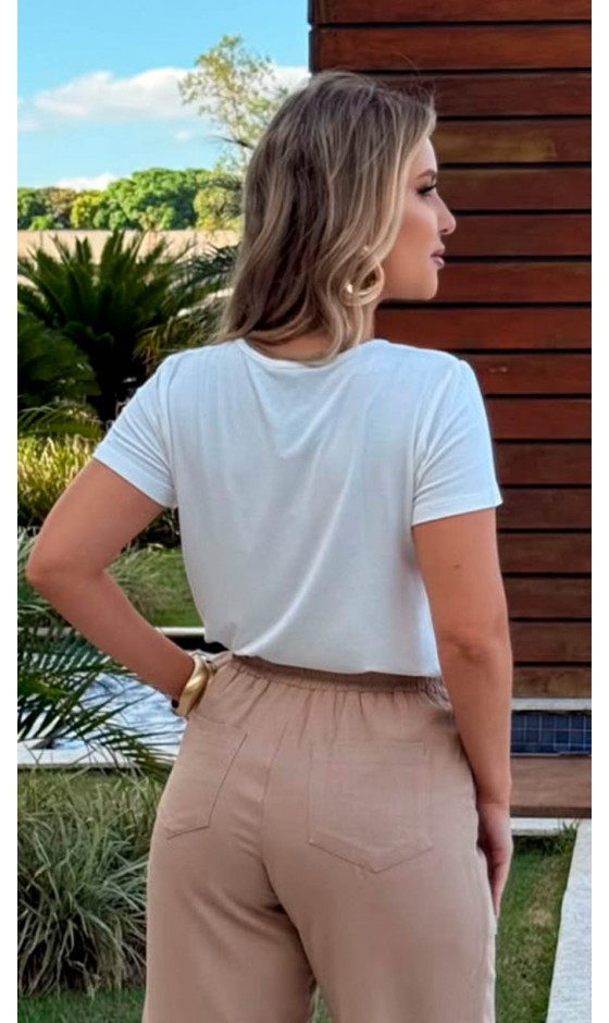 Blusa Manga Curta com Estampa Localizada