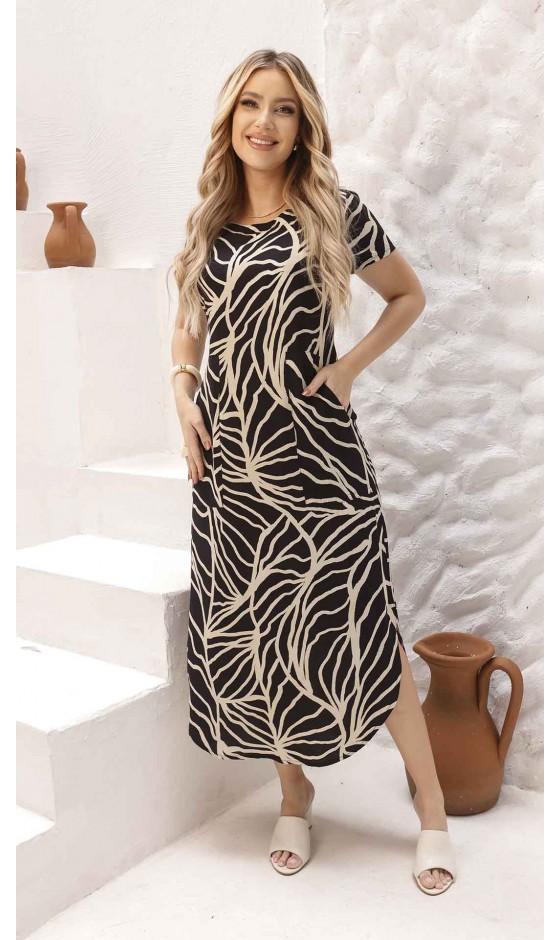 Vestido Midi em Alfaiataria Estampada com Bolsos