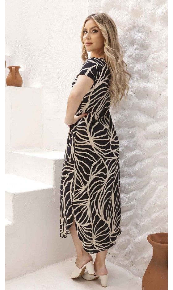 Vestido Midi em Alfaiataria Estampada com Bolsos