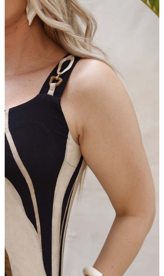 Vestido Longo Regata Ramany com Estampa Listrada
