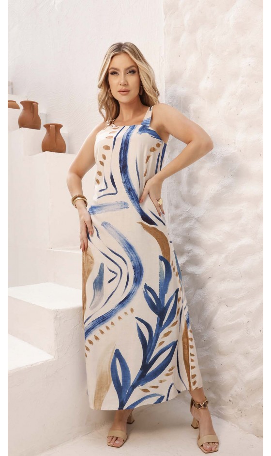 Vestido Longo de Alfaiataria Estampa Exclusiva Ramany