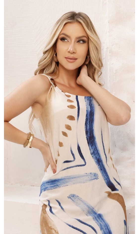 Vestido Longo de Alfaiataria Estampa Exclusiva Ramany