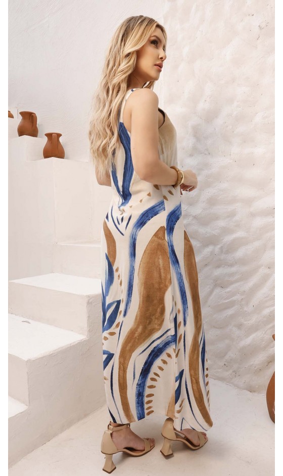 Vestido Longo de Alfaiataria Estampa Exclusiva Ramany