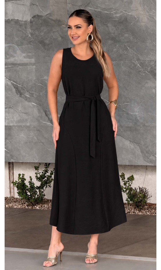 Vestido Midi Regata em Alfaiataria com Cinto