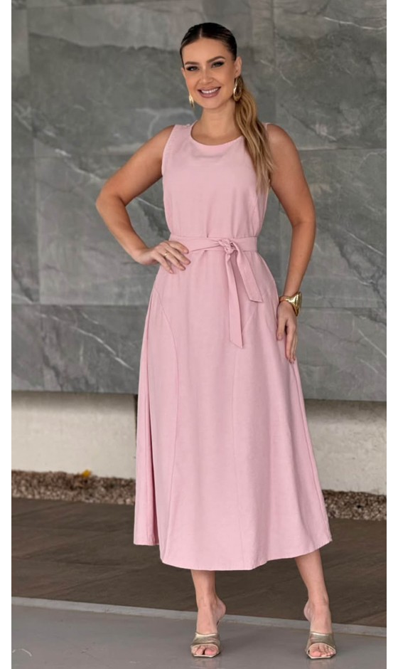 Vestido Midi Regata em Alfaiataria com Cinto