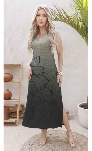 Vestido Longo Manga Curta Ramany