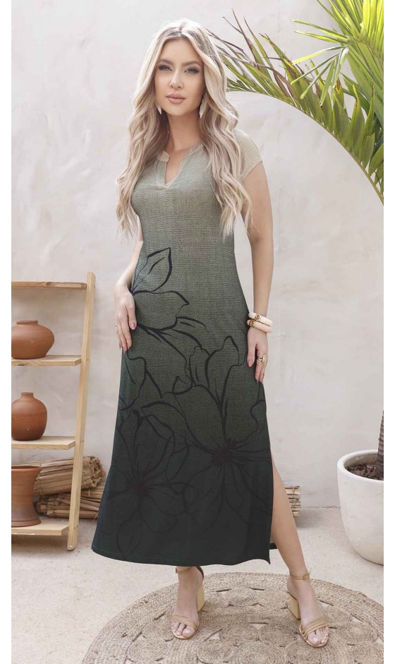 Vestido Longo Manga Curta Ramany