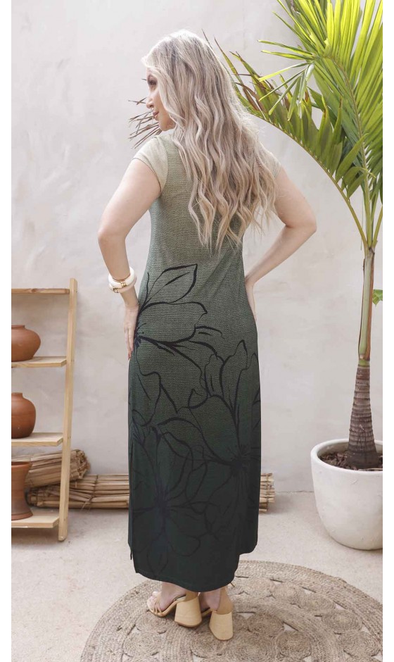 Vestido Longo Manga Curta Ramany